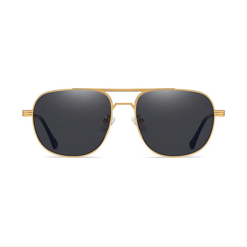 Gold-Tone/Grey Metal Pilot Frame Sunglasses