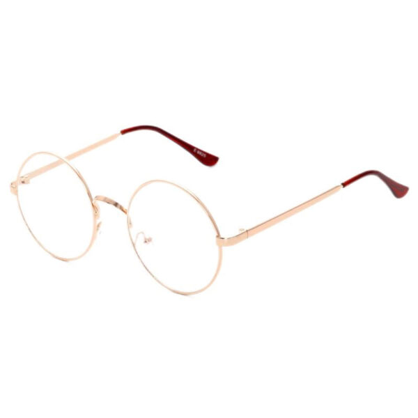 Gold-Tone Metal Round Wire Frame Plain Glasses