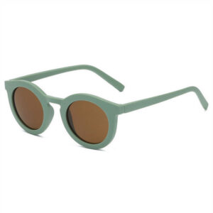 Green/Brown Acetate Round Keyhole Bridge Sunglasses