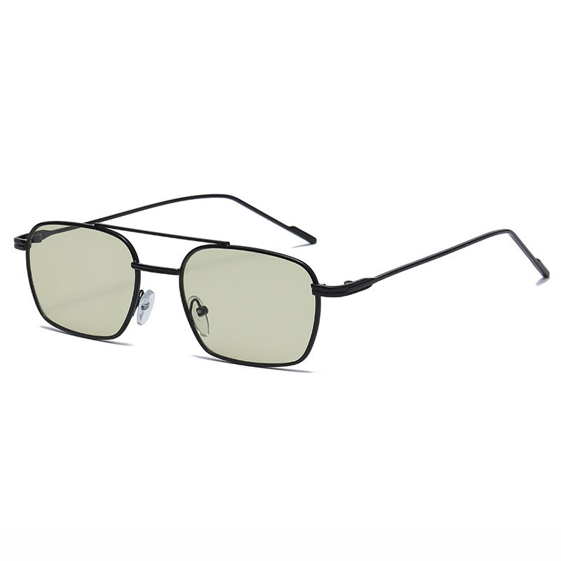 Green Small Pilot Sunglasses Metal Frame