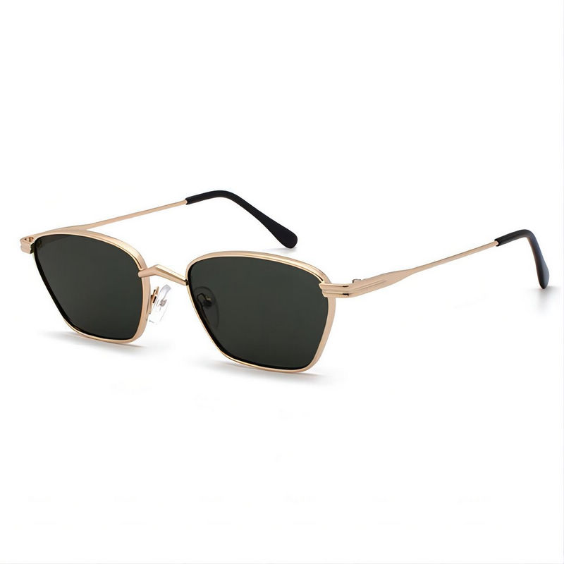 Green Small Square Metal Sunglasses