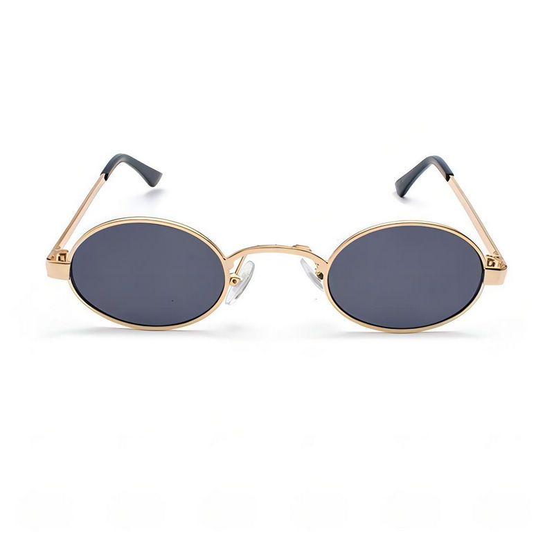Grey Vintage Oval Small Sunglasses Metal Frame