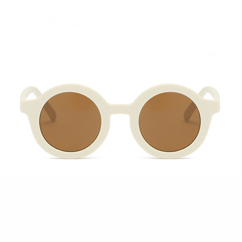 Ivory/Brown Round Acetate Sunglasses For Adults & Kids