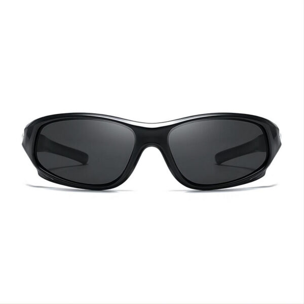 Kids Sport Sunglasses Shiny Black Frame Grey Lens