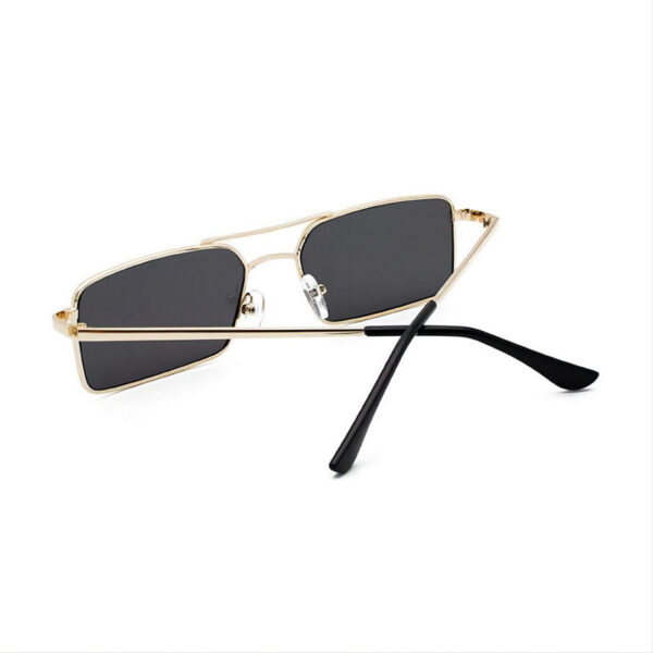 Oversized Square Metal Sunglasses Gold Frame Grey Lens