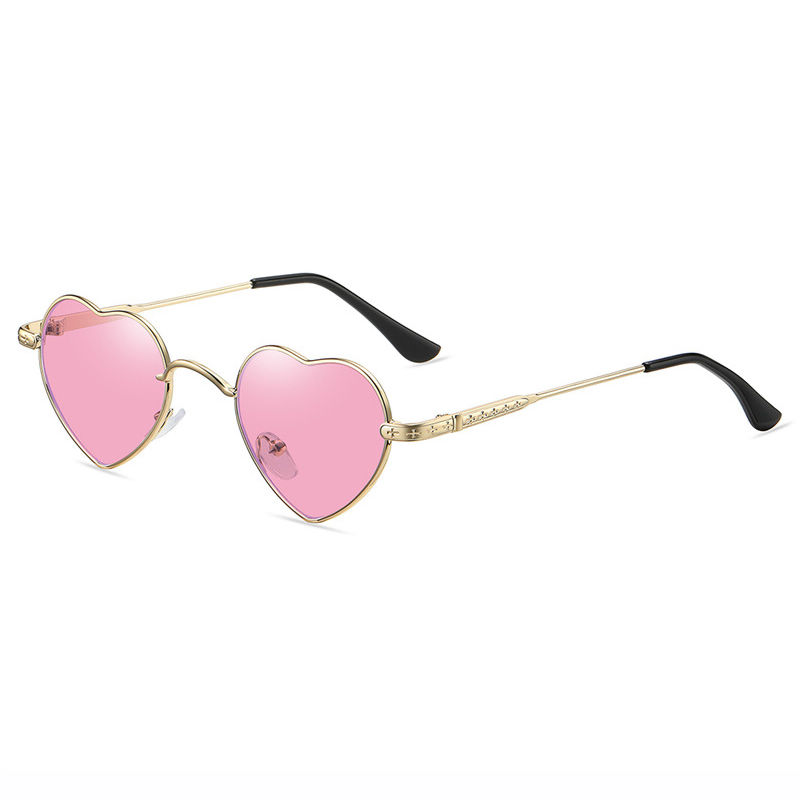 Pink Women's Metal Heart Frame Sunglasses