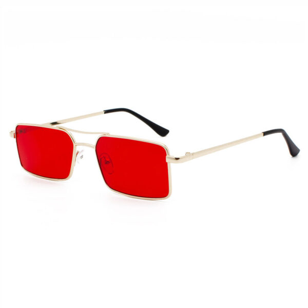 Red Oversized Square Metal Sunglasses