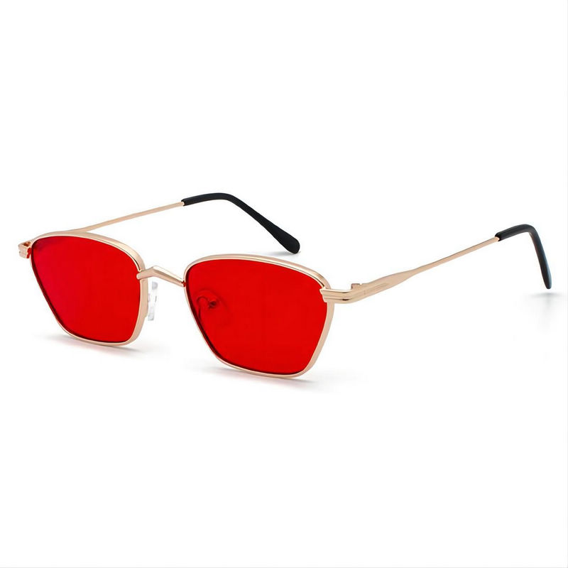 Red Small Square Metal Sunglasses