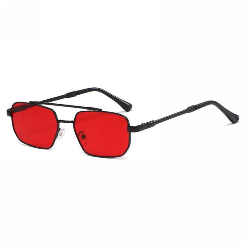 Red Vintage Punk Small Pilot Square Sunglasses