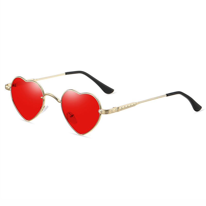 Red Women's Metal Heart Frame Sunglasses