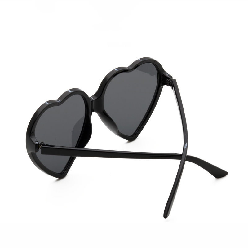 Shiny Black Acetate-Frame Oversized Heart Sunglasses