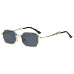 Small Octagon Sunglasses Metal Frame Gold-Tone/Grey