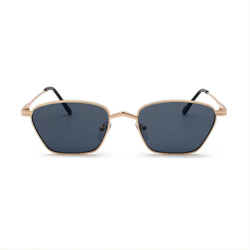 Small Square Metal Sunglasses Gold Frame Grey Lens