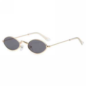 Small Steampunk Oval Metal Frame Sunglasses Gold-Tone/Grey