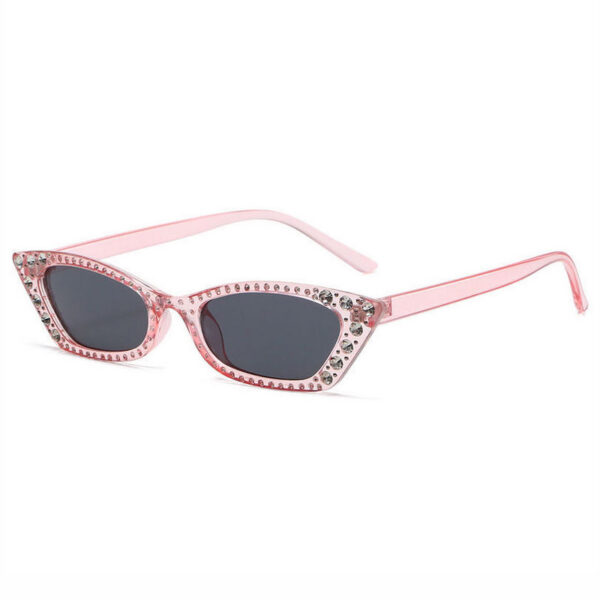 Transparent Pink Diamond Rectangular Cat Eye Sunglasses