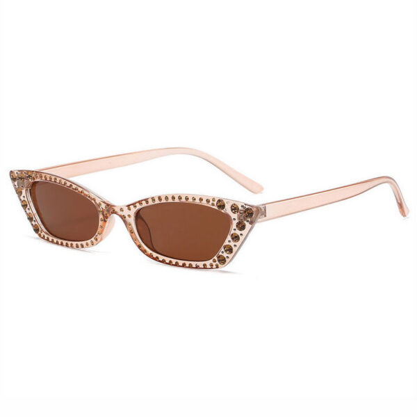 Transparent Tea Diamond Rectangular Cat Eye Sunglasses