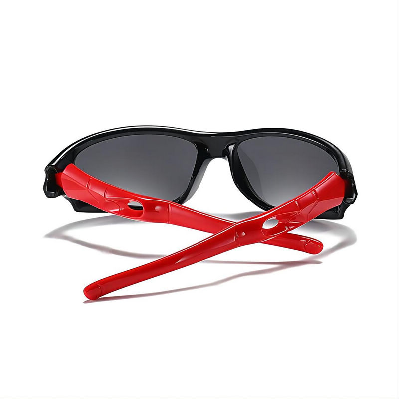 Two-Tone Kids Sport Sunglasses Black Red/Grey
