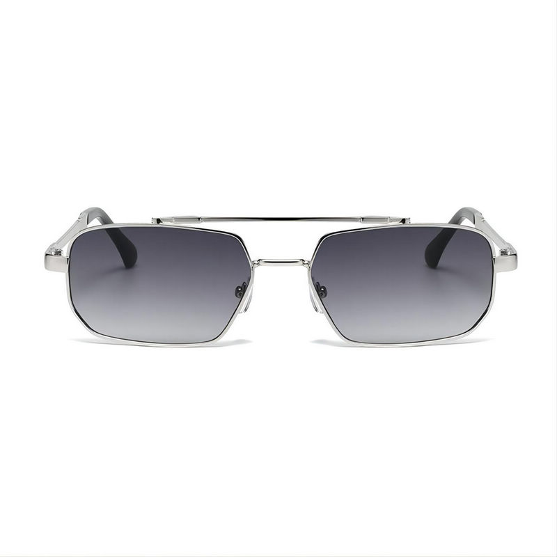 Vintage Punk Small Pilot Square Sunglasses Silver-Tone/Gradient Grey