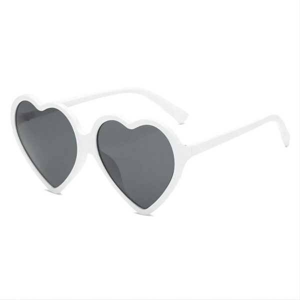 White Acetate-Frame Oversized Heart Sunglasses