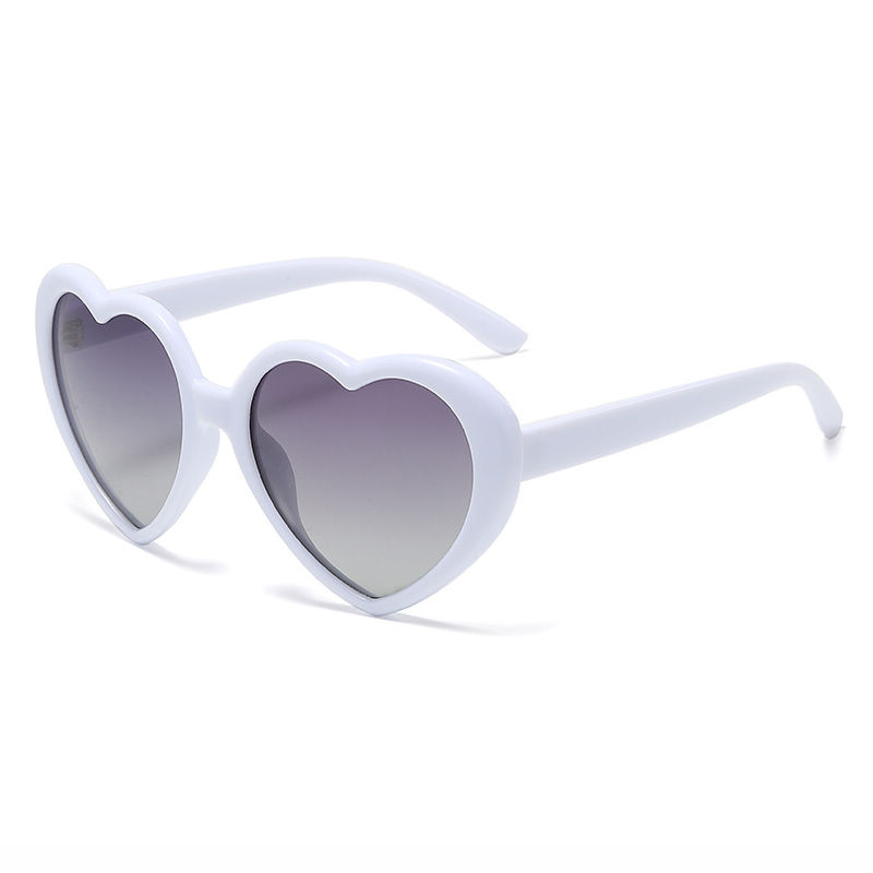 White Cute Heart Shaped Sunglasses Plastic Frame