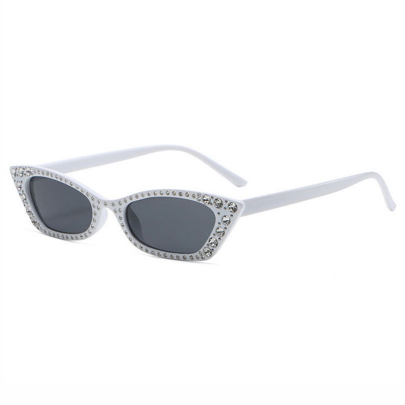 White Diamond Rectangular Cat Eye Sunglasses