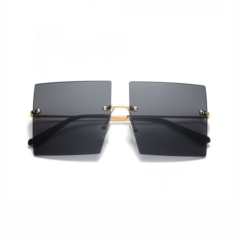 Women's Oversized Rimless Square Sunglasses Gold-Tone/Grey