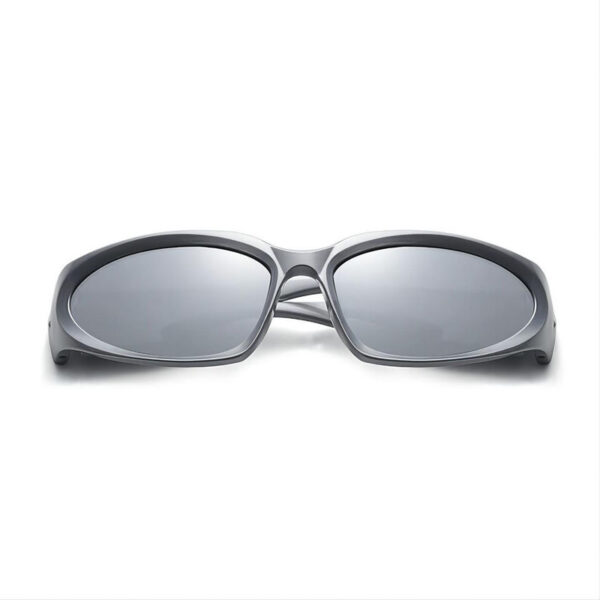Wrap Around Sport Sunglasses Silver/Mirror White