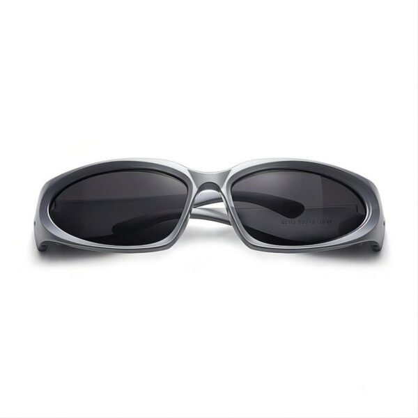 Wrap Around Sport Sunglasses Silver Plastic Frame