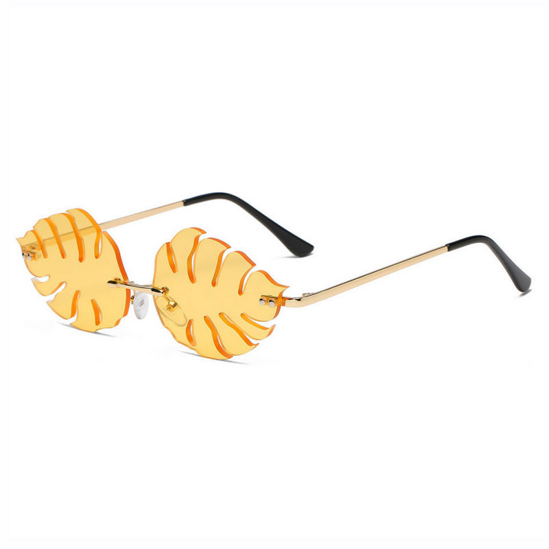 Yellow Frameless Tropical Palm Leaf Sunglasses