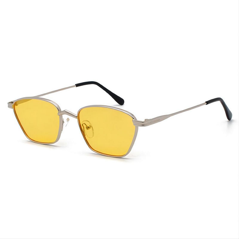 Yellow Small Square Metal Sunglasses