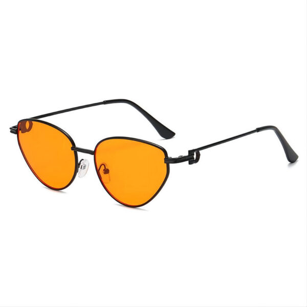 Angled Cat-Eye Sunglasses Black Frame Orange Lens