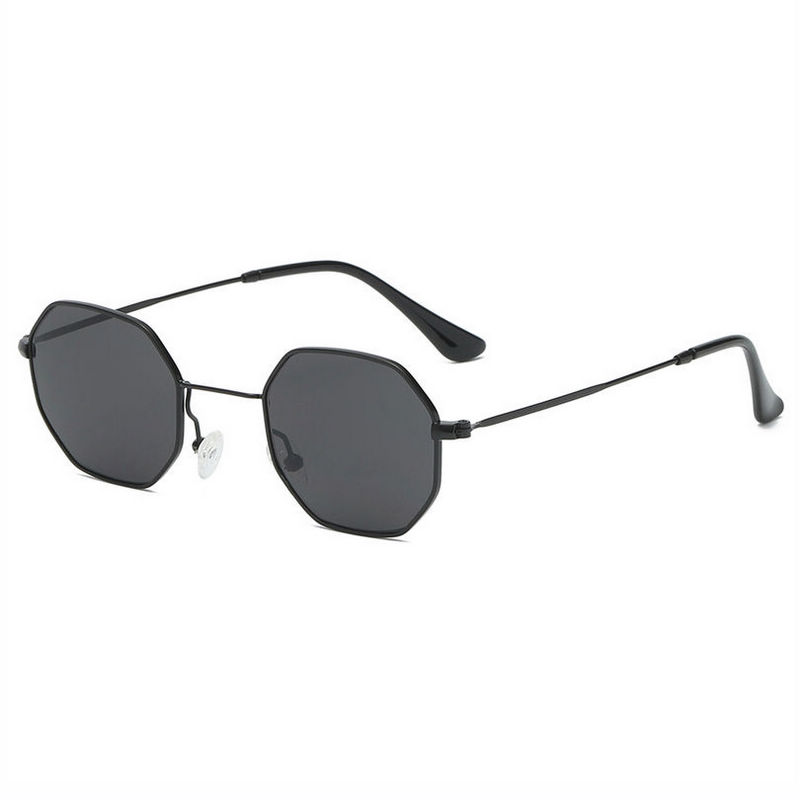 Black Octagonal Sunglasses Irregular Metal Frame