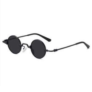 Black Small Engraved Round Circle Sunglasses