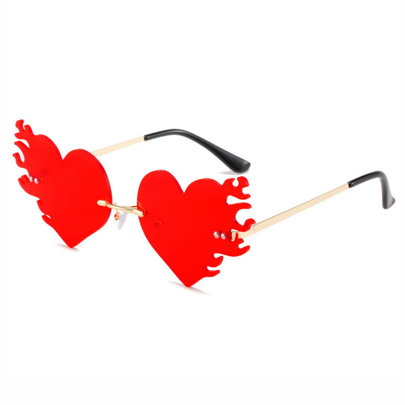 Flame Heart Sunglasses Red