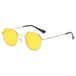 Octagonal Sunglasses Irregular Metal Frame Yellow Lens