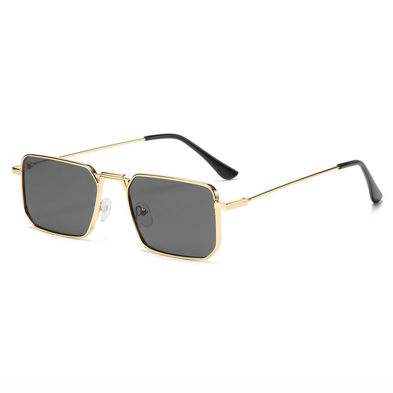 Retro Small Square Sunglasses Gold Frame Grey Lens