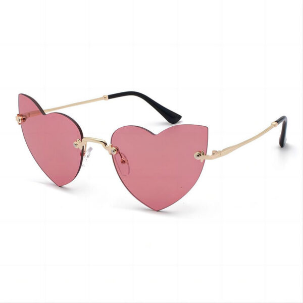 Rimless Heart Shaped Sunglasses Gold-Tone/Pink