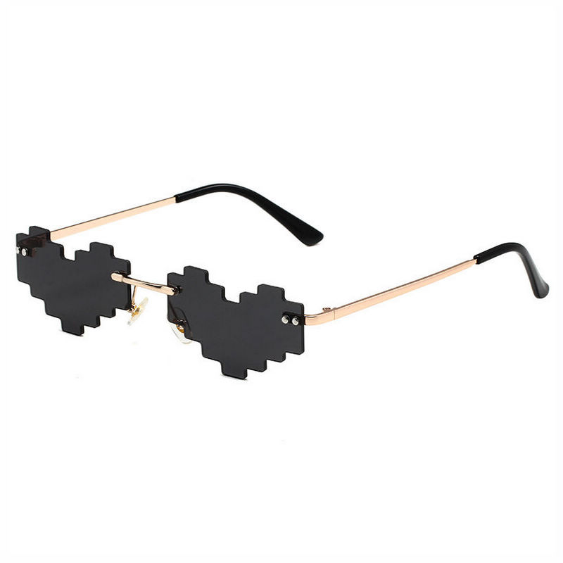 Black Frameless Mosaic Heart Sunglasses