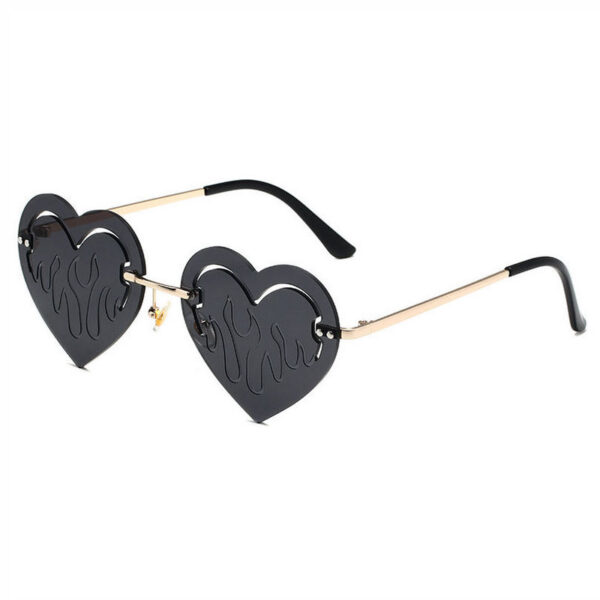 Fire Heart Rimless Sunglasses Gold-Tone/Grey