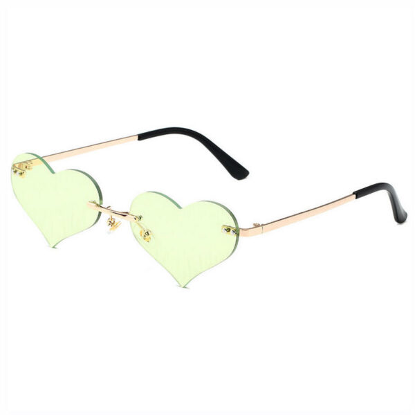 Green Rivet Detail Frameless Heart Shaped Sunglasses