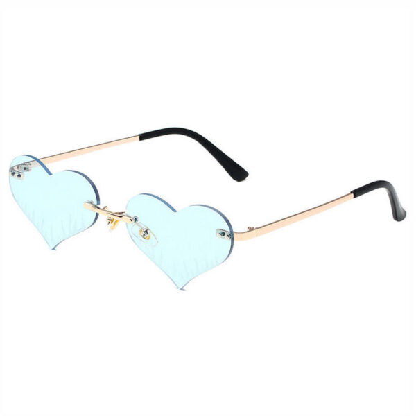 Light Blue Rivet Detail Frameless Heart Shaped Sunglasses