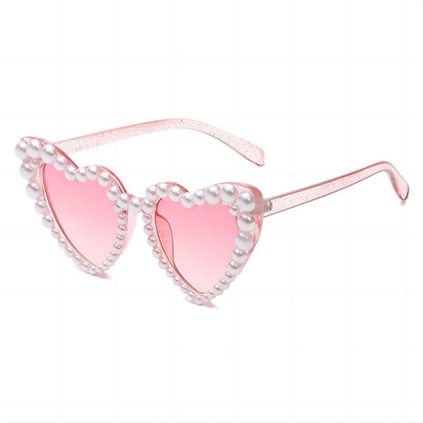 Pearl Heart-Shaped Festival Sunglasses Transparent Pink