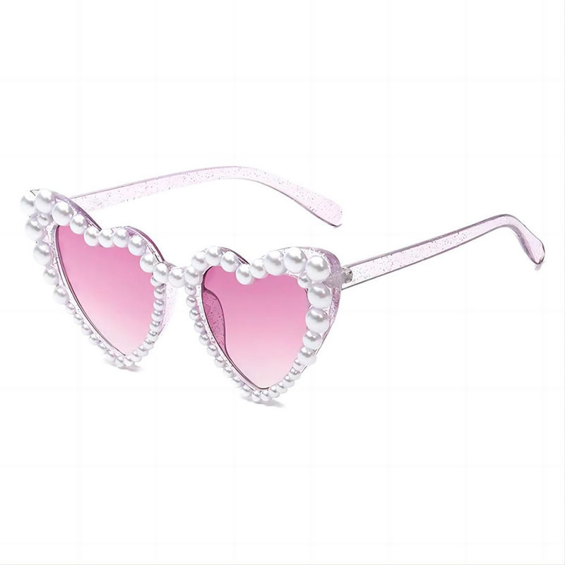 Pearl Heart-Shaped Festival Sunglasses Transparent Purple