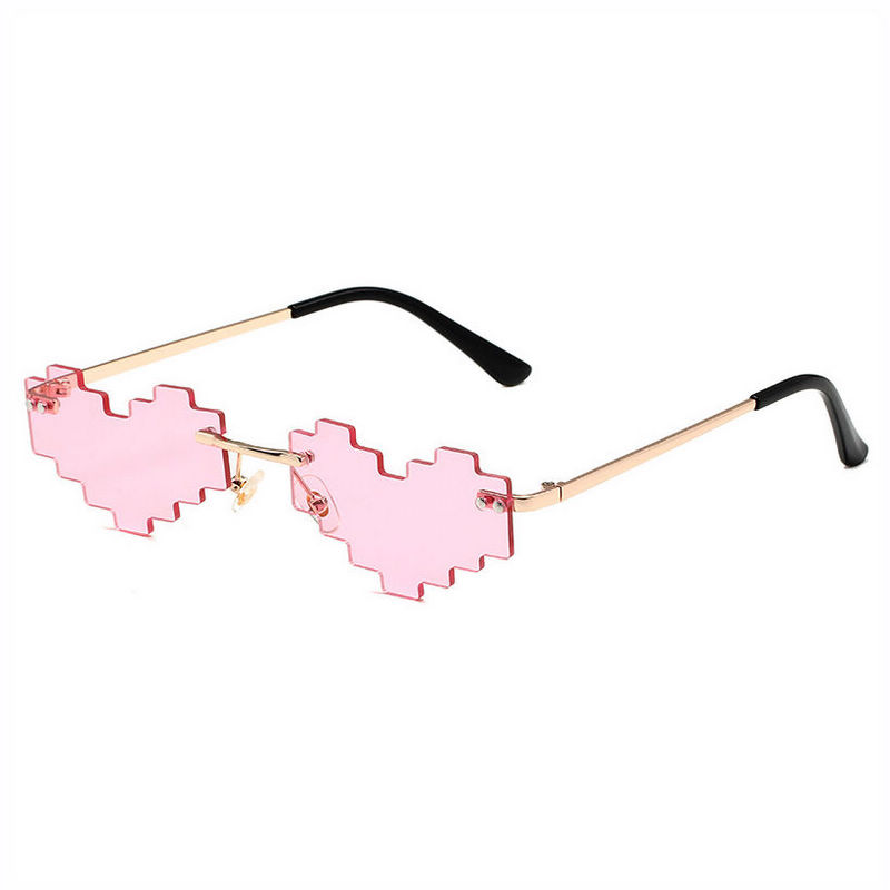 Pink Frameless Mosaic Heart Sunglasses