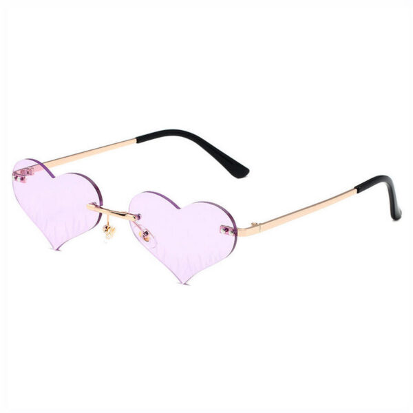 Purple Rivet Detail Frameless Heart Shaped Sunglasses