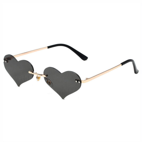 Rivet Detail Frameless Heart Shaped Sunglasses Gold-Tone/Grey