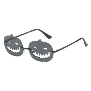 Black Punk Halloween Rimless Pumpkin Shaped Sunglasses