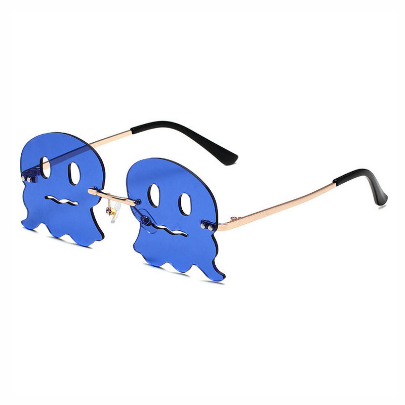 Blue Rimless Octopus-Shaped Sunglasses