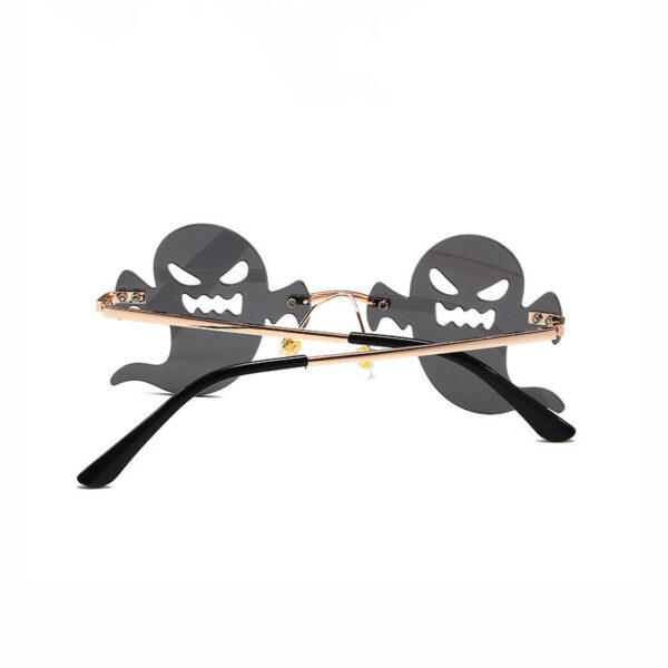 Funky Ghost-Shaped Sunglasses Gold Metal Arms Grey Lens