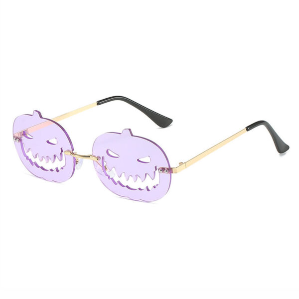 Purple Halloween Rimless Pumpkin Shaped Sunglasses